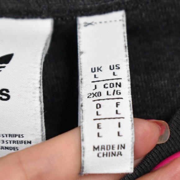 Adidas Sweater L Mens Gray Pullover Long Sleeve Brand with 3 Stripes Zipper - Picture 6 of 9